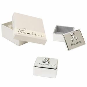 Bambino by Juliana Silver plated First Tooth Box with Teddy Icon