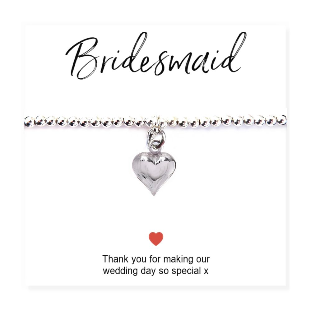 Bridesmaids Heart Bracelet & Thank You Card